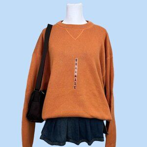 orange chunky cotton knit sweater indie skate grunge boyfriend